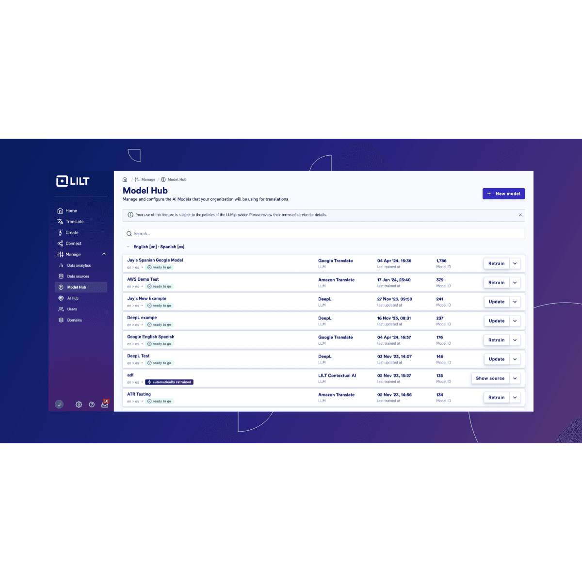 Manage Custom Models