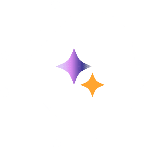 Stylized illustration of a human head outline divided down the middle, with abstract circuit-like lines on the left and two glowing star shapes inside the head on a dark background, representing artificial intelligence or human–machine creativity.
